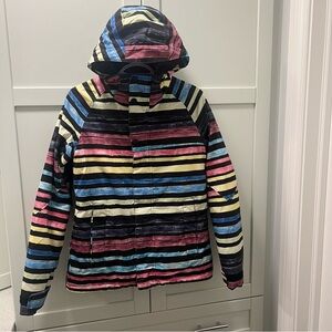 BURTON Striped Multicolor Snowboard Ski Jacket -Lots of Features! Sz Small